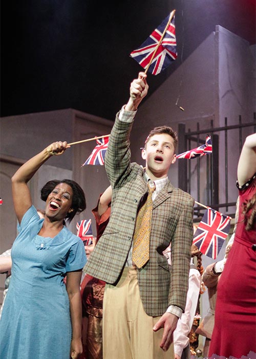 Costumes for street party scene Betty Blue Eyes lots of flag waving